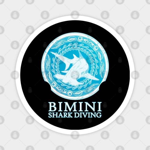 Hammerhead Shark Diving Bimini Magnet by NicGrayTees